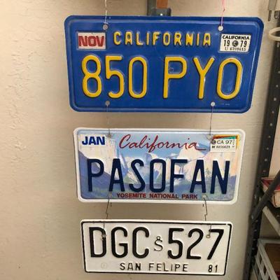 Lot of 7 Vintage License Plates from 1950s Onward incl California Ontario Nebraska Wyoming and San Felipe