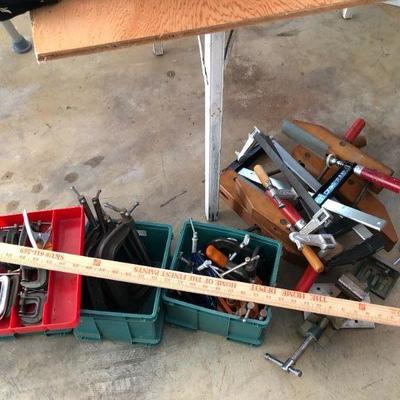 Lot of Quality Wood Working Clamps of Varying Sizes