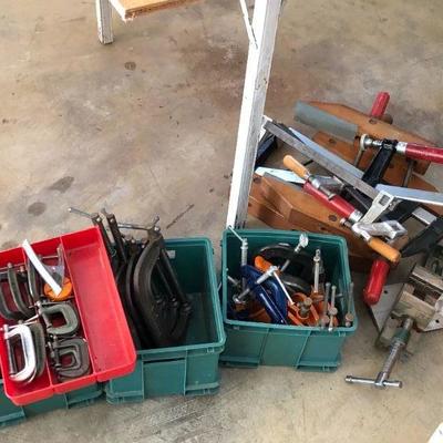 Lot of Quality Wood Working Clamps of Varying Sizes