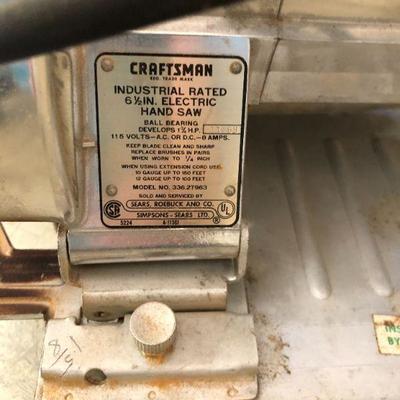 Craftsman Industrial Rated 6.5 Inch Electric Hand Saw in Original Case