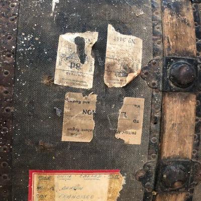 Antique Quality Steamer Trunk with Metal Details