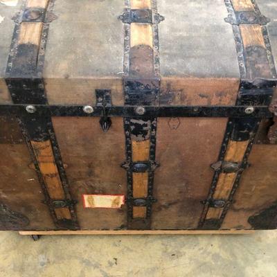 Antique Quality Steamer Trunk with Metal Details