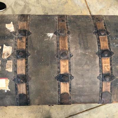 Antique Quality Steamer Trunk with Metal Details