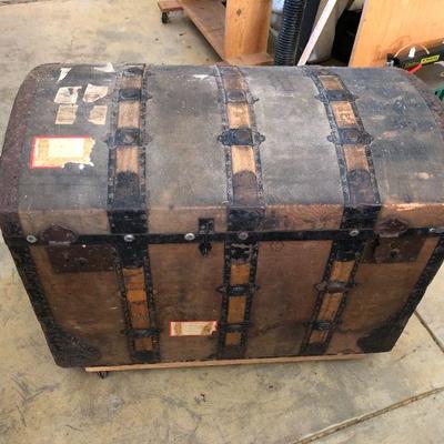 Antique Quality Steamer Trunk with Metal Details