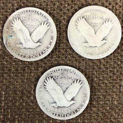 #4 Three standing Liberty US Quarter -90% Silver