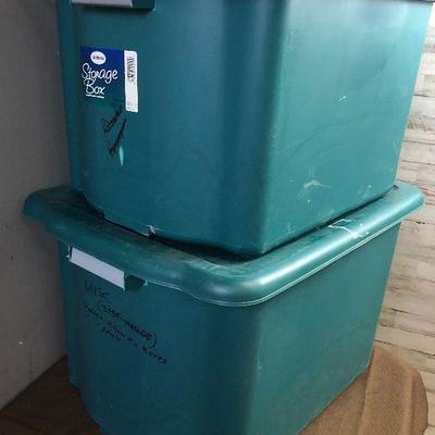 #7 (2) 20 Gallon Storage tubs with lid. Green