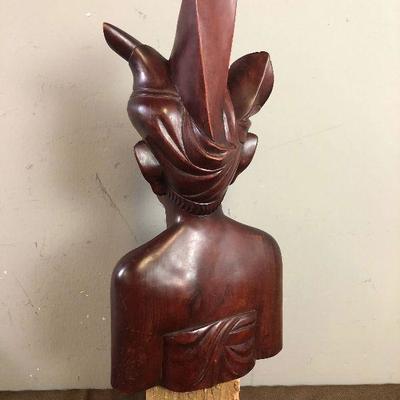 #20 Vintage Rose Wood Bust Statue 