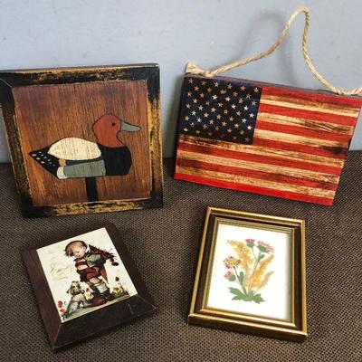 #57 4 Miniature paintings with Old GLORY 