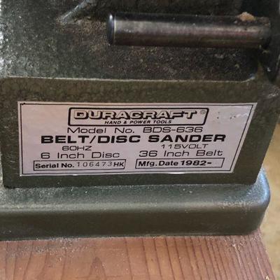 Duracraft Belt Disc Sander on Custom Built Stand with Wheels