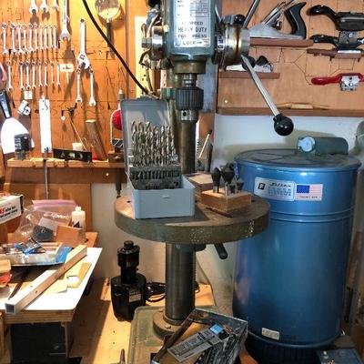 Allied International Chicago 12 Speed Heavy Duty Drill Press Tool with Drill Bits