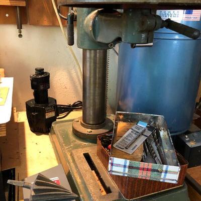 Allied International Chicago 12 Speed Heavy Duty Drill Press Tool with Drill Bits