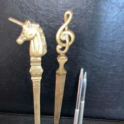 Lot L23: Brass Letter Openers and Pens