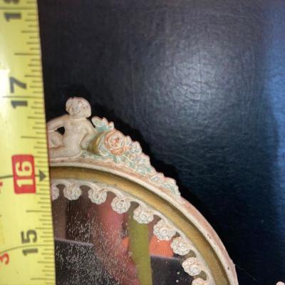 Lot 25: Brass Vintage Dresser Mirror very ornate!