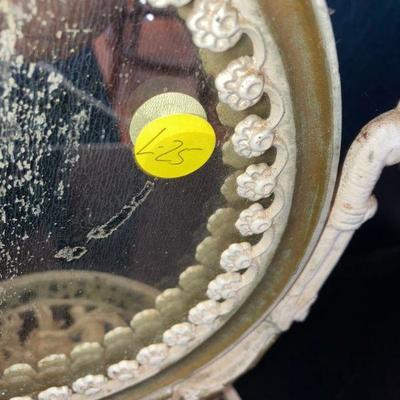 Lot 25: Brass Vintage Dresser Mirror very ornate!