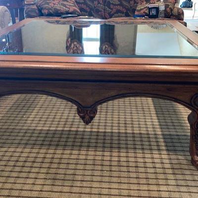 Lot: Oversized Claw Foot Square Glass Top Coffee Table!