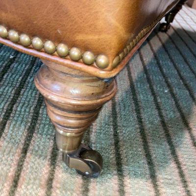 Lot 37: Greenbaum Interiors Leather Armchair w/ Ottoman