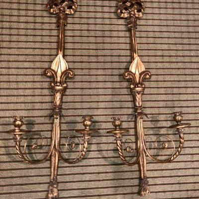L39: 3- 1/2 feet Carved Gold Leaf Wall Sconces!