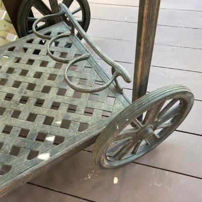 Lot 0utside1: Iron Serving Cart with 2 removable lift out trays