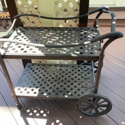 Lot 0utside1: Iron Serving Cart with 2 removable lift out trays