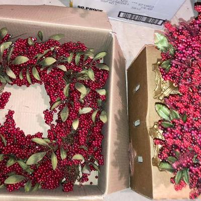 Lot B73: Cranberry Red Christmas Wreath and Decor