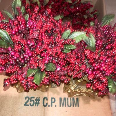 Lot B73: Cranberry Red Christmas Wreath and Decor