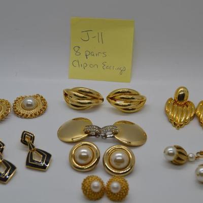 Lot J11: 8 Pairs of vintage clip-on earrings