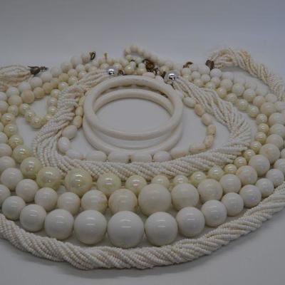 Lot J19: White costume jewelry, vintage lot
