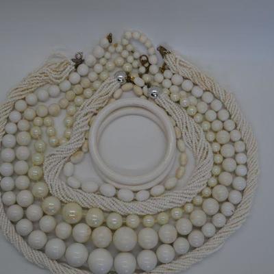 Lot J19: White costume jewelry, vintage lot