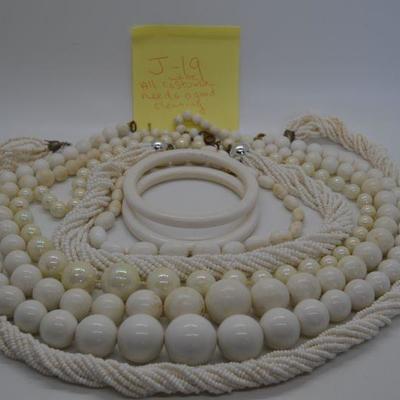 Lot J19: White costume jewelry, vintage lot