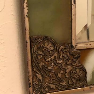 Antique Natural Marble or Stone and Silver Framed Mirror