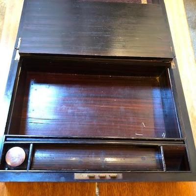 Antique Beautiful Wood & Mother of Pearl Inlay Portable Secretary Travelling Lap Writing Desk