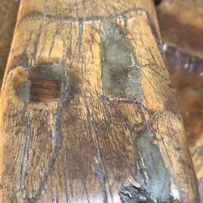 Antique Shandong Chinese Elm Wood Stool and Wood Headrest
