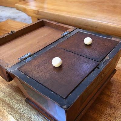 Antique Wood Box with Two Compartments