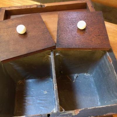 Antique Wood Box with Two Compartments