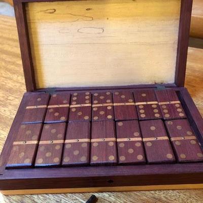 Antique Wood Dominoes Set in Original Box