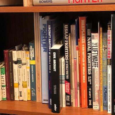 Tall Bookshelf with World War 2 and Other Airplane Magazines and Books