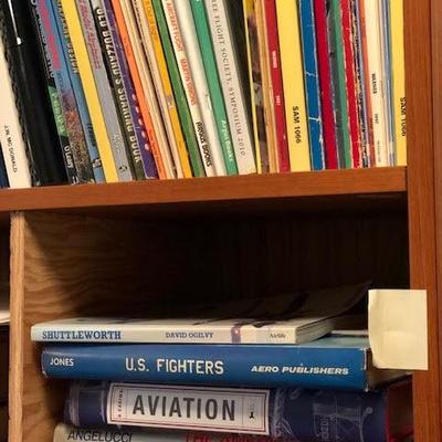 Tall Bookshelf with World War 2 and Other Airplane Magazines and Books