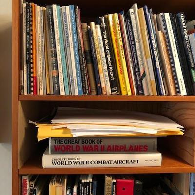Tall Bookshelf with World War 2 and Other Airplane Magazines and Books