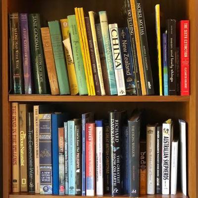 Tall Bookshelf with Assorted Books