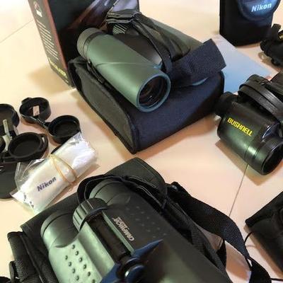 Lot of Binoculars by Nikon Trailblazer Bushnell Rugged Exposure