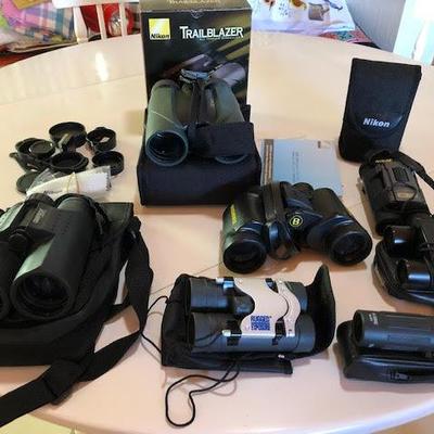 Lot of Binoculars by Nikon Trailblazer Bushnell Rugged Exposure