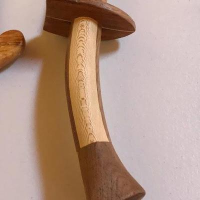Lot of 4 Display Wood Practice Swords and a Machete