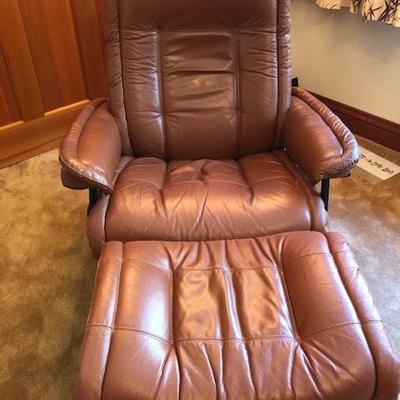 Vintage Chairworks Leather Chair with Foot Rest | EstateSales.org