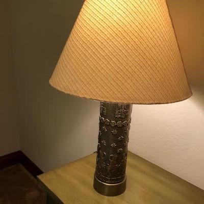 Vintage Asian Metal Lamp with Dancing Figures