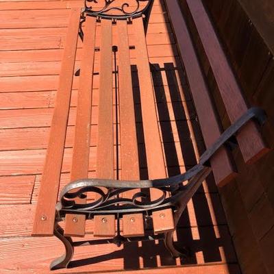 Set of 2 Metal and Wood Benches