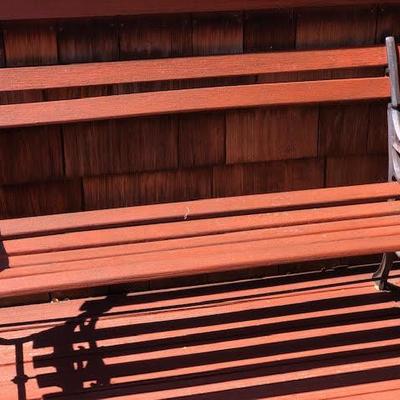 Set of 2 Metal and Wood Benches