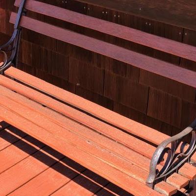 Set of 2 Metal and Wood Benches