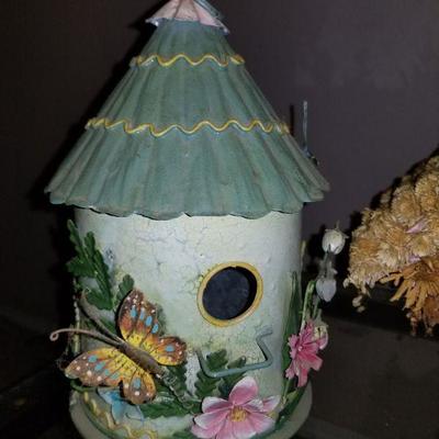 Lot 26 Metal Birdhouse with flowers and butterflies