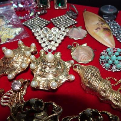 Costume Jewelry Lot -23, Rhinestones, Necklaces, Misc Earrings, Some Broken, Some Wearable, Great Lot! 