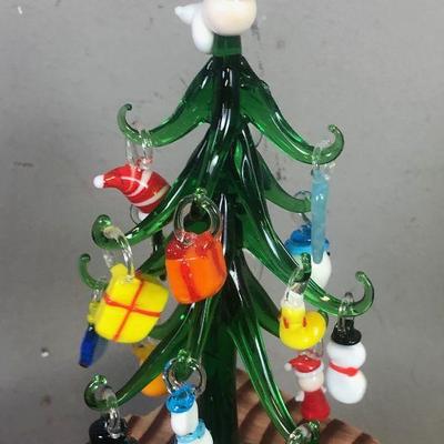 #118 SMALL Glass Christmas tree and ornaments 